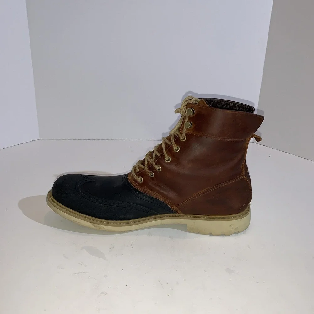 Timberland Duck Boots Mens Size 9.5 Brown Leather Wingtip Waterproof A17XT